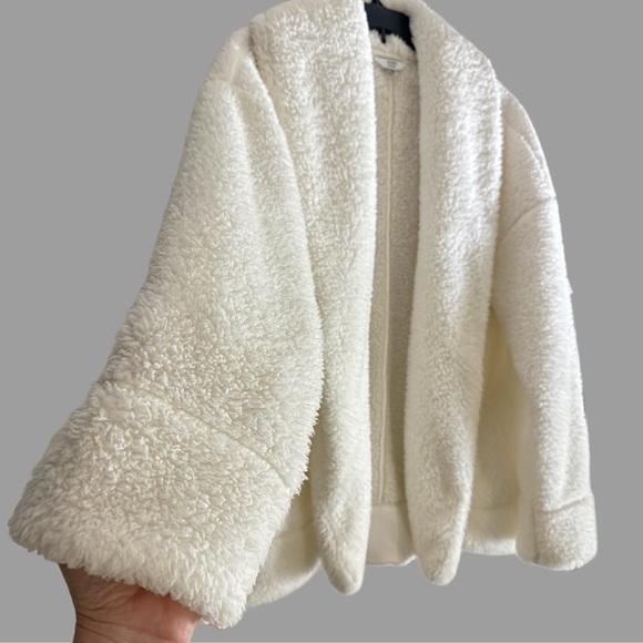 Crown & Ivy Off-white Warm Fuzzy Open-Front Jacket Women’s Size L - Picture 3 of 7